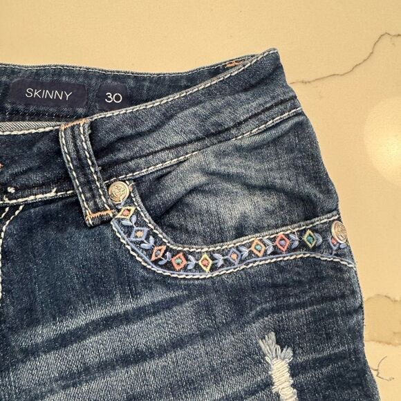 Grace In LA Women's Blue Patchwork Jeans - Picture 7 of 15